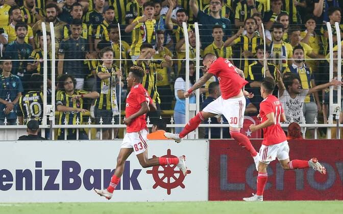 Benfica™s Gedson Fernandes celebrate his goal during Fenerbahce - Benfica UEFA Champions League Third Qualifying Round Second Game at Ulker Stadium in Istanbul, Turkey, 14th of August, 2018  Copyright: TolgaxAdanali 16086717