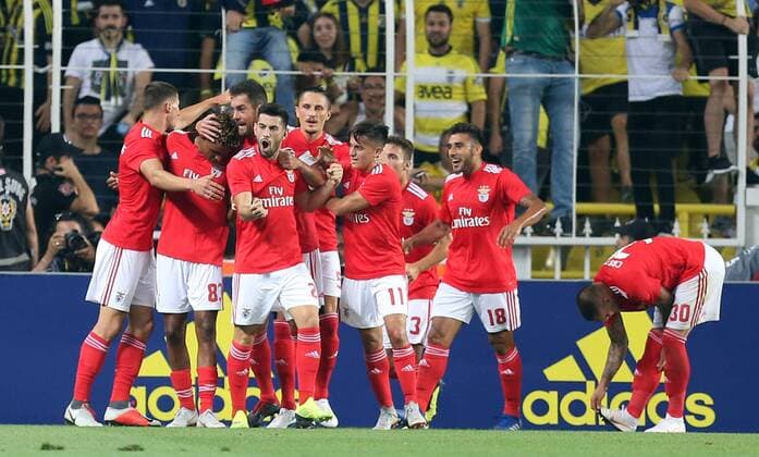 Benfica™s Gedson Fernandes celebrate his goal during Fenerbahce - Benfica UEFA Champions League Third Qualifying Round Second Game at Ulker Stadium in Istanbul, Turkey, 14th of August, 2018  Copyright: TolgaxAdanali 16086721