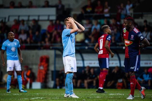 180814 Anders Christiansen or Malmö FF looks dejected during the UEFA Champions League qualifying match between Vidi and Malmö FF on August 14, 2018 in Felcsut Photo Ludvig Thunman BILDBYR N code LT 35516  Copyright: LUDVIGxTHUNMAN BB180814LT066