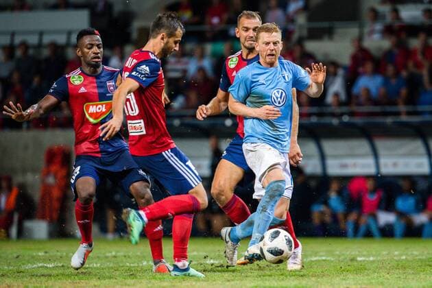 180814 Anders Christiansen or Malmö FF during the UEFA Champions League qualifying match between Vidi and Malmö FF on August 14, 2018 in Felcsut Photo Ludvig Thunman BILDBYR N code LT 35516  Copyright: LUDVIGxTHUNMAN BB180814LT092