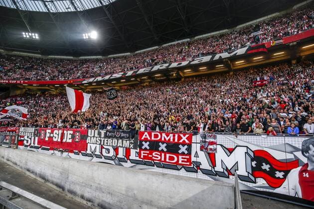 AMSTERDAM, 14-08-2018 , Johan Cruyff-Arena , football season 2018 2019, UEFA Champions League third qualifying round, 2nd leg , Fans and supporters on the stands during the game Ajax - Standard Luik Ajax - Standard Luik  x2399197x