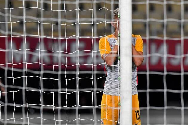 Sport Bilder des Tages SOCCER - UEFA CL quali, Shkendija vs RBS SKOPJE,MACEDONIA,14.AUG.18 - SOCCER - UEFA Champions League, qualification, KF Shkendija vs Red Bull Salzburg. Image shows the disappointment of Hannes Wolf (RBS). GEPAxpictures xFlorianxErtl