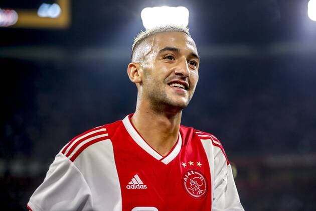 AMSTERDAM, 14-08-2018 , Johan Cruyff-Arena , football season 2018 2019, UEFA Champions League third qualifying round, 2nd leg , Ajax player Hakim Zyech during the game Ajax - Standard Luik Ajax - Standard Luik  x2399205x