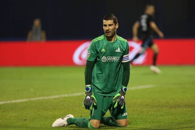Zagreb, 14.8.2018. - Stadium Maksimir, UEFA Champions League 2018 2019. Third Qualifying Round. GNK Dinamo (dark-blue) - FC Astana (yellow) 1:0 Nenad Eric (GK-1) 