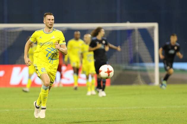 Zagreb, 14.8.2018. - Stadium Maksimir, UEFA Champions League 2018 2019. Third Qualifying Round. GNK Dinamo (dark-blue) - FC Astana (yellow) 1:0 Sergei Maliy (25) 