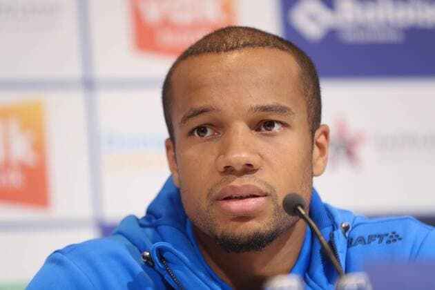 Gent s Vadis Odjidja-Ofoe pictured during a press conference PK Pressekonferenz of Belgian first division soccer team KAA Gent, Wednesday 15 August 2018 in Gent, ahead of the return leg of the third qualification game of KAA Gent in the Europa League competition, against Poland club Jagiellonia Bialystok, Tomorrow. BRUNOxFAHY  x05406090x