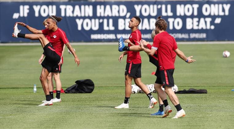 RB Leipzig Training Euro League Qualifiers Leipzig 15 08 2018 RBL Training Center Soccer GER 1 Bundesliga UEFA Europa League qualifying RB LEIPZIG Training the day before the return at Uni Craiova ROU Pictured