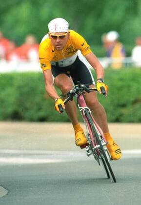 Tour de France 1997 Individual Time Trial Disneyland Paris Jan Ullrich Action in yellow jersey on 26 07 1997 HM