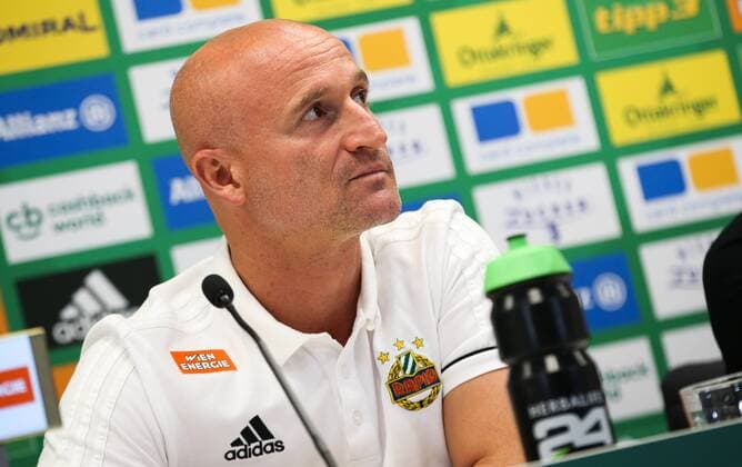 SOCCER - EL, Rapid vs Bratislava VIENNA,AUSTRIA, 15.AUG.18 - SOCCER - UEFA Europa League, SK Rapid Wien vs Slovan Bratislava, preview, press conference PK Pressekonferenz Rapid. Image shows head coach Goran Djuricin (Rapid). Keywords: Wien Energie. GEPAxpictures xPhilippxBrem
