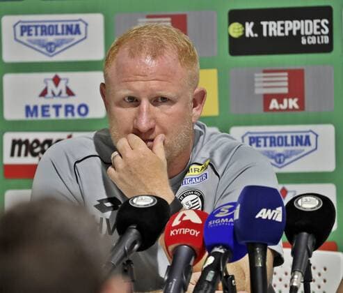 SOCCER - EL, Larnaca vs Sturm LARNACA,CYPRUS, 15.AUG.18 - SOCCER - UEFA Europa League, AEK Larnaka vs SK Sturm Graz, preview, press conference PK Pressekonferenz Sturm. Image shows headcoach Heiko Vogel (Sturm). GEPAxpictures xM.xOberlaender