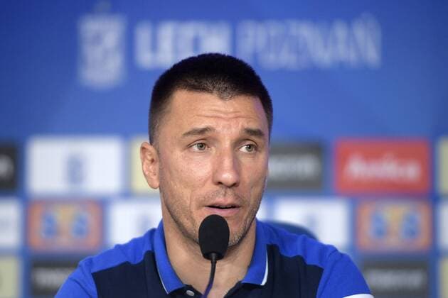 Poznan s head coach Ivan Djurdjevic pictured during the press conference PK Pressekonferenz of Poland club Lech Poznan, Wednesday 15 August 2018 in Poznan, Poland, ahead of the return leg of the third qualification game of Belgian first division soccer team KRC Genk in the Europa League competition, tomorrow. YORICKxJANSENS  x05406641x