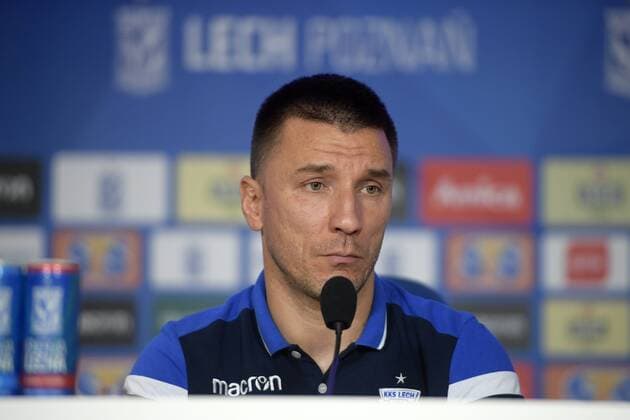 Poznan s head coach Ivan Djurdjevic pictured during the press conference PK Pressekonferenz of Poland club Lech Poznan, Wednesday 15 August 2018 in Poznan, Poland, ahead of the return leg of the third qualification game of Belgian first division soccer team KRC Genk in the Europa League competition, tomorrow. YORICKxJANSENS  x05406642x