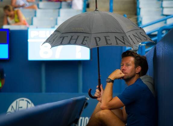 August 15, 2018 - Wim Fissette during a rain delay at the 2018 Western & Southern Open WTA Tennis Damen Premier 5 tennis tournament. Cincinnati, Ohio, USA. August 15th 2018. 2018 Western & Southern Open - 14 Aug - ZUMAa181 20180815_zaa_a181_097 Copyright: xAFP7x