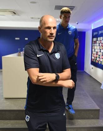 POZNAN,POLAND - AUGUST 15 : Philippe Clement head coach of KRC Genk and Joakim Maehle forward of KRC Genk pictured during press conference PK Pressekonferenz prior to the UEFA Europa League, Third qualifying round, 2 nd leg between KRC Genk and KKS Lech Poznan at the INEA Stadium on August 16, 2018 in Poznan, Poland 15 08 2018 FOOTBALL : Conference De Presse KRC Genk - Poznan - 15 08 2018 PhotoNews Panoramic 