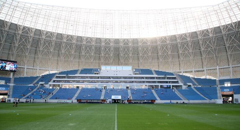 Craiova RB Leipzig Soccer Euro League Qualifiers Craiova 16 08 2018 Stadionul Ion Oblemenco Soccer UEFA Euro League Qualification 3 Round 2nd Leg CS Universitatea Craiova vs RB Leipzig Picture Stadium View Interior View