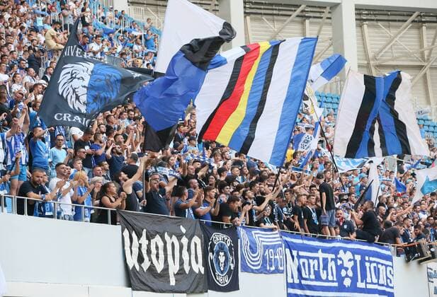 Craiova RB Leipzig Soccer Euro League Qualifiers Craiova 16 08 2018 Stadionul Ion Oblemenco Soccer UEFA Euro League Qualification 3 Round 2nd Leg CS Universitatea Craiova vs RB Leipzig The fans of Craiova