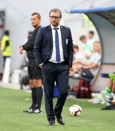 Craiova RB Leipzig Soccer Euro League Qualifiers Craiova 16 08 2018 Stadionul Ion Oblemenco Soccer UEFA Euro League Qualification 3 Round 2nd leg CS Universitatea Craiova vs RB Leipzig Picture Coach Devis Mangia Craiova
