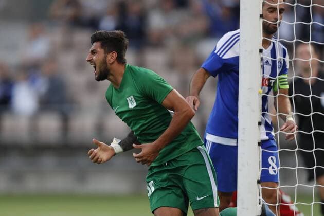 Daniel Avramovsk 95, Olimpija Ljubljana, SVN celebrates their 2nd goal (0-2) during their UEFA Champions League 3QR match HJK Helsinki - Olimpija Ljubljana in Telia 5G Arena 16. August 2018 in Helsinki, Finland.  Copyright: xKallexParkkinenx NP24_00329045