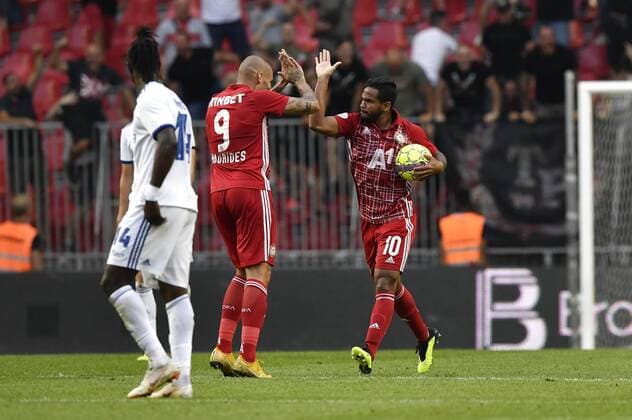 CSKA s Evandro (10) har scoret. Europa League - FC Koebenhavn vs. PFC CSKA-Sofia i Parken. Torsdag den 16. august 2018. Anders Kjaerbye - Ritzau Scanpix. , Denmark  Copyright: AndersxKjaerbye xRitzauxScanpixx cop104 spdk20180816-194855-L