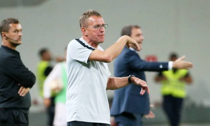 Craiova RB Leipzig Soccer Euro League Qualifiers Craiova 16 08 2018 Stadionul Ion Oblemenco Soccer UEFA Euro League Qualification 3 Round 2nd leg CS Universitatea Craiova vs RB Leipzig Pictured head coach Ralf Rangnick RB Leipzig