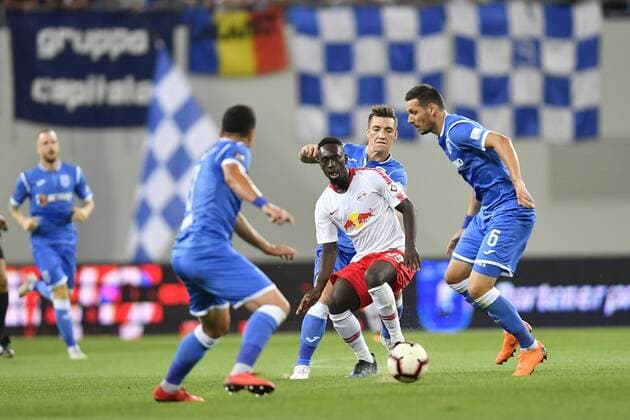 U Craiova 1984 Club Sportiv - RB Leipzig RB Leipzig s Jean-Kevin Augustin in action during UEFA Europa League 2018 2019, Third Qualifying Round, 2st leg match between U Craiova 1984 Club Sportiv vs RB Leipzig on Ion Oblemenco Stadium, Craiova Romania, 16 August 2018 Copyright: xAlexxNicodimx
