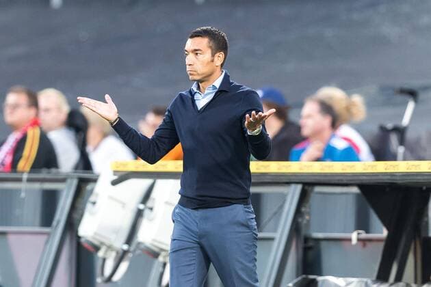 coach Giovanni van Bronckhorst during the UEFA Europa League third round qualifying second leg match between Feyenoord Rotterdam and AS Trencin at De Kuip on August 16, 2018 in Rotterdam, The Netherlands UEFA Europa League 2018 2019 xVIxVIxImagesx xGerritxvanxKeulenxIVx 11791670