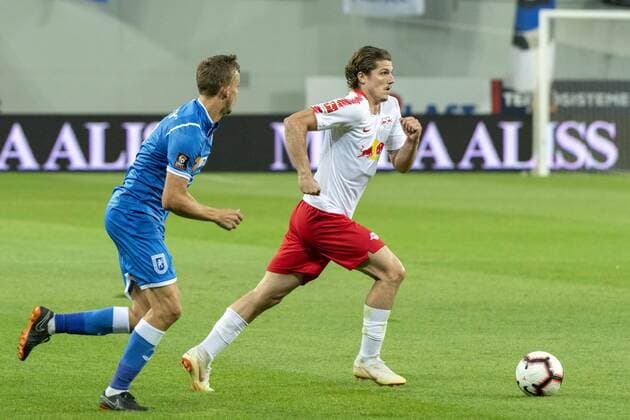 August 16, 2018: Marcel Sabitzer 7 of RB Leipzig during the Soccer, UEFA Europa League qualifications, 3rd round, second leg, game between Universitatea Craiova (ROU) and RB Leipzig (GER) at Ion Oblemenco, Craiova, Romania ROU.  Copyright: xCatalinxSoarex crfcs16082018123644