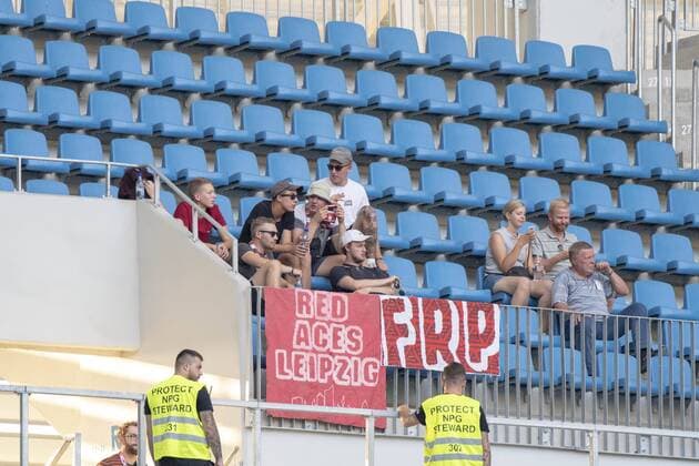 August 16, 2018: Leipzig fans during the Soccer, UEFA Europa League qualifications, 3rd round, second leg, game between Universitatea Craiova (ROU) and RB Leipzig (GER) at Ion Oblemenco, Craiova, Romania ROU.  Copyright: xCatalinxSoarex crfcs16082018123589