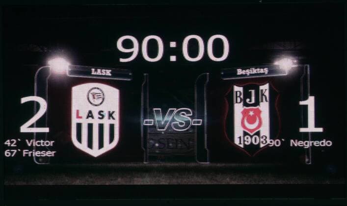 SOCCER - EL, LASK vs Besiktas LINZ,AUSTRIA,16.AUG.18 - SOCCER - UEFA Europa League, LASK Linz vs Besiktas Istanbul. Image shows the scoreboard. GEPAxpictures xWalterxLuger