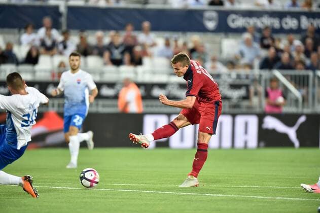 Fußball, EL Quali, Girondins de Bordeaux - FK Mariupol Nicolas De Preville (gir) FOOTBALL : Bordeaux vs Marioupol - 3eme Tour Ligue Europa - Bordeaux - 16 08 2018 ThierryBreton Panoramic 