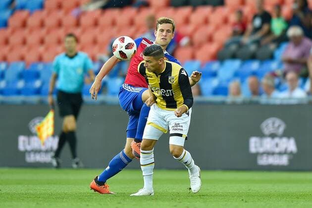 BASEL, 16-08-2018, season 2018 2019, FC Basel - Vitesse, Europa League qualification, third round, Vitesse player Bryan Linssen during the game FC Basel - Vitesse FC Basel - Vitesse  x2401135x