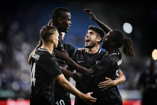 Sport Bilder des Tages Genk s Aly Mbwana Samatta celebrates after scoring during a soccer game between Polish club Lech Poznan and Belgian team KRC Genk, Thursday 16 August 2018 in Poznan, Poland, the return leg of the third qualification round for the Europa League competition. YORICKxJANSENS  x05407245x