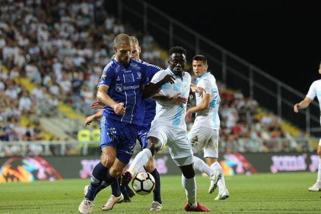 Fußball, EL Quali, HNK Rijeka - Sarpsborg 08 FF Second leg of the 3rd UEFA Champions League preliminary, between HNK Rijeka - Sarpsborg 16.08.2018., Croatia, HNK Rijeka stadium, Rijeka - Second leg of the 3rd UEFA Champions League preliminary, between HNK Rijeka - Sarpsborg. Joackim Jorgensen  GoranxKovacic PIXSELL
