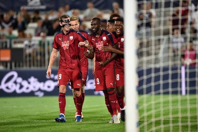 Fußball, EL Quali, Girondins de Bordeaux - FK Mariupol Joie 1eme but Younousse Sankhare (gir) FOOTBALL : Bordeaux vs Marioupol - 3eme Tour Ligue Europa - Bordeaux - 16 08 2018 ThierryBreton Panoramic 