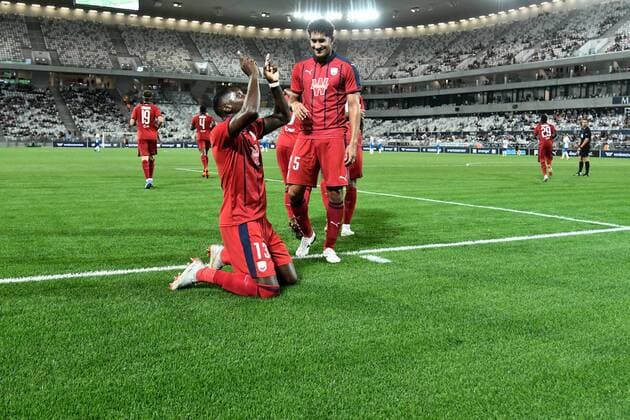Fußball, EL Quali, Girondins de Bordeaux - FK Mariupol Joie 2eme but Younousse Sankhare (gir) FOOTBALL : Bordeaux vs Marioupol - 3eme Tour Ligue Europa - Bordeaux - 16 08 2018 ThierryBreton Panoramic 