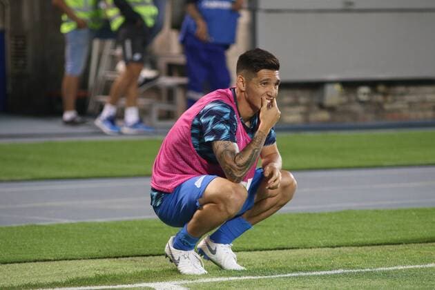 Russian Federation. St. Petersburg. The Petrovsky Stadium. UEFA Europa League, 3 qualifying round, Zenit - Dynamo, 8:1. Player of the football club Zenit MaksimxKonstantinov 