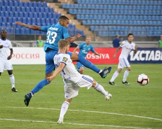 Russian Federation. St. Petersburg. The Petrovsky Stadium. UEFA Europa League, 3 qualifying round, Zenit - Dynamo, 8:1. Player of the football club Zenit Hernani MaksimxKonstantinov 