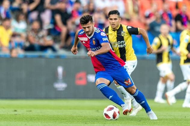 Soccer Europa League 3rd qualifying round 18 19 FC Basel 1893 Vitesse Arnhem 16 08 2018 Albian Ajeti FCB 22 on the ball at Europa League qualifying round 3 Match between FC Basel 1893 and Vitesse Arnhem on Thursday 16 August 2018 at St Jakob Park in Basel xGRGx