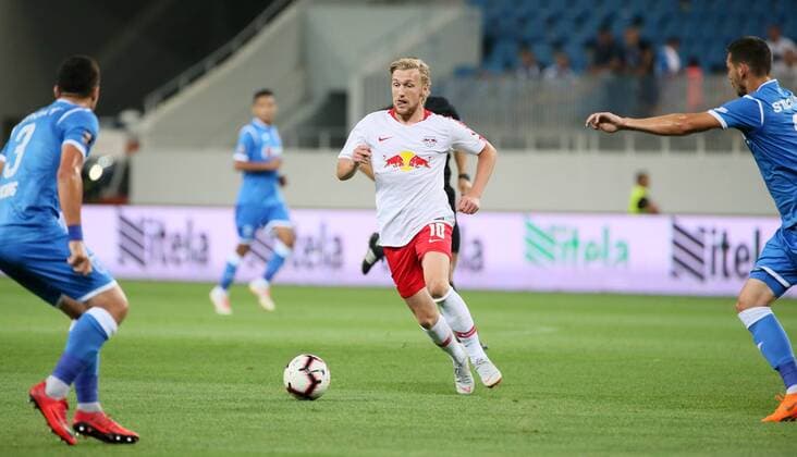 Craiova RB Leipzig Soccer Euro League Qualifiers Craiova 16 08 2018 Stadionul Ion Oblemenco Soccer UEFA Euro League Qualification 3 Round 2nd leg CS Universitatea Craiova vs RB Leipzig 1 1 0 1 Picture Emil Forsberg 10 RB Leipzig
