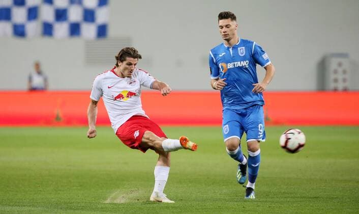 Craiova RB Leipzig Soccer Euro League Qualifiers Craiova 16 08 2018 Stadionul Ion Oblemenco Soccer UEFA Euro League Qualification 3 Round 2nd leg CS Universitatea Craiova vs RB Leipzig 1 1 0 1 Left