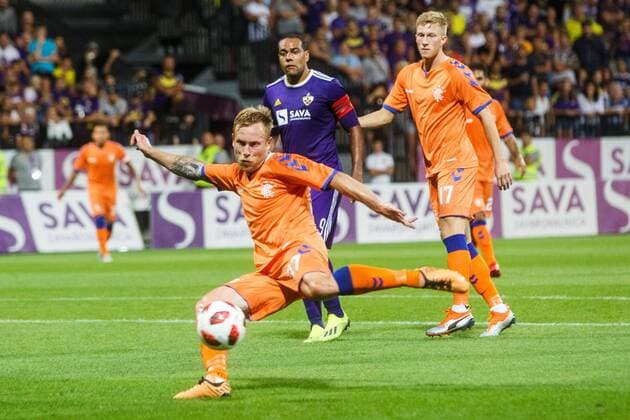 16 08 2018 Ljudski Vrt Maribor SLO UEFA EL NK Maribor vs Glasgow Rangers Qualification 3 Round return match in picture Ross McCrorie of FC Rangers during the UEFA Europa League qualifier 3rd round 2nd leg match between LASK and Glasgow Rangers at the Ljudski Vrt in Maribor Slovenia on 2018 08 16 Maribor  EX_SPIDA