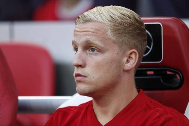 Donny van de Beek of Ajax during the UEFA Champions League third round qualifying second leg match between Ajax Amsterdam and Royal Standard de Liege at the Johan Cruijff Arena on August 14, 2018 in Amsterdam, The Netherlands UEFA Champions League 2018 2019 xVIxVIxImagesx xMauricexvanxSteenxIVx 11805734