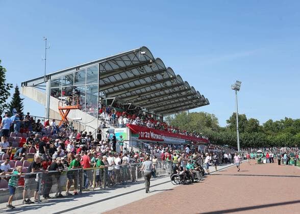 18 08 2018 xtvx Football DFB Pokal 1 round Wormatia Worms SV Werder Bremen emspor v l Stadium view Main standings Worms