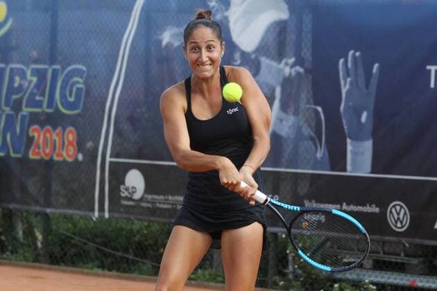 ITF Tennis Leipzig Open 2018 Final Doubles Petra KREJSOVA CZ Jesika MALECKOVA CZ vs. Cristina DINU ROU in the picture Gana POZNIKHIRENKO UKR Final Doubles Final Doubles of the ITF Tennis Tournament Leipzig Open 2018 on 18 08 2018 at the Leipzig Tennis Club LTC Nordanlage xjkx