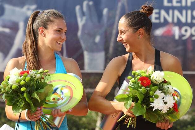 ITF Tennis Leipzig Open 2018 Final Doubles Gana POZNIKHIRENKO UKR li and Cristina DINU ROU Award Ceremony presentation ceremony Winner of the Double Winner Doubles of the ITF Tennis Tournament Leipzig Open 2018 on 18.08.2018 at the Leipzig Tennis Club LTC Nordanlage xjkx