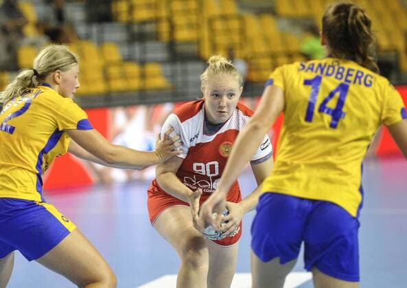2018.08.18 Kielce Pilka reczna Mlodziezowe Mistrzostwa Swiata w Pilce Recznej Kobiet do lat 18 Szwecja - Rosja N z Smirnova Elena Foto Rafal Rusek PressFocus 2018.08.18 Kielce Handball IHF Youth U18 Womens World Championship WM Weltmeisterschaft 2018 Sweden - Russia Smirnova Elena Credit: Rafal Rusek PressFocus NEWSPIX.PL --- Newspix.pl  20180818PF_RR330