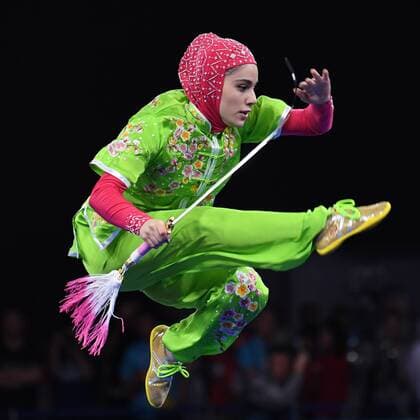 Sport Themen der Woche KW33 Sport Bilder des Tages (180819) -- JAKARTA, Aug. 19, 2018 -- Zahra Kiani of Iran competes during the Women s Jianshu & Qiangshu All-Round at the 18th Asian Games in Jakarta, Indonesia Aug. 19, 2018. ) (SP)INDONESIA-JAKARTA-ASIAN GAMES-WUSHU-WOMEN S JIANSHU & QIANGSHU ALL-ROUND PanxYulong 