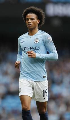 Leroy Sane of Manchester City during the Premier League match at the Etihad Stadium, Manchester. Picture date 19th August 2018. Picture credit should read: Simon Bellis Sportimage EDITORIAL USE ONLY. No use with unauthorised audio, video, data, fixture lists, club league logos or live services. Online in-match use limited to 120 images, no video emulation. No use in betting, games or single club league player publications.