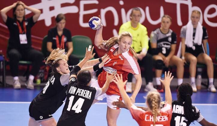 Handball, Damen, U 18 WM, Länderspiel, Deutschland - Dänemark 2018.08.19 Kielce Pilka reczna Mlodziezowe Mistrzostwa Swiata w Pilce Recznej Kobiet do lat 18 Niemcy - Dania N z Steffensen Emillie Foto Lukasz Sobala Press Focus 2018.08.19 Kielce Handball IHF Youth U18 Womens World Germany - Denmark Steffensen Emillie Credit: Lukasz Sobala Press Focus NEWSPIX.PL --- Newspix.pl  20180819PF_LS149