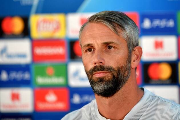 SOCCER - CL quali, Belgrade vs RBS BELGRADE,SERBIA,20.AUG.18 - SOCCER - UEFA Champions League qualification play-off, FC Red Star Belgrade vs Red Bull Salzburg, preview, press conference PK Pressekonferenz of RBS. Image shows head coach Marco Rose (RBS). GEPAxpictures xFlorianxErtl